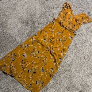 Japna Mustard Floral Maxi Dress